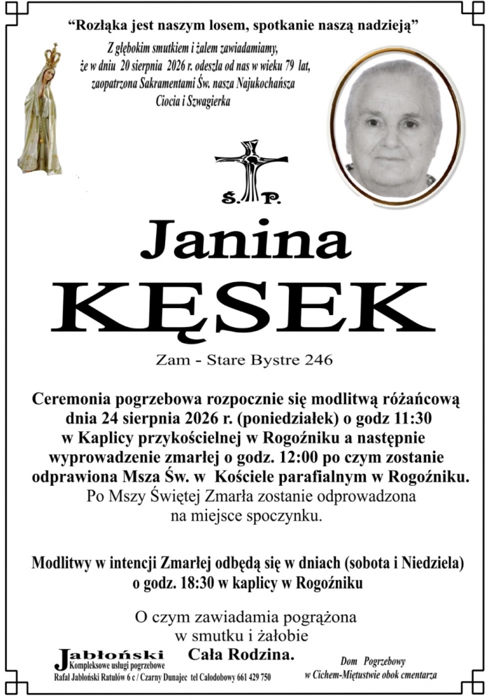 Grób Janina Kęsek
